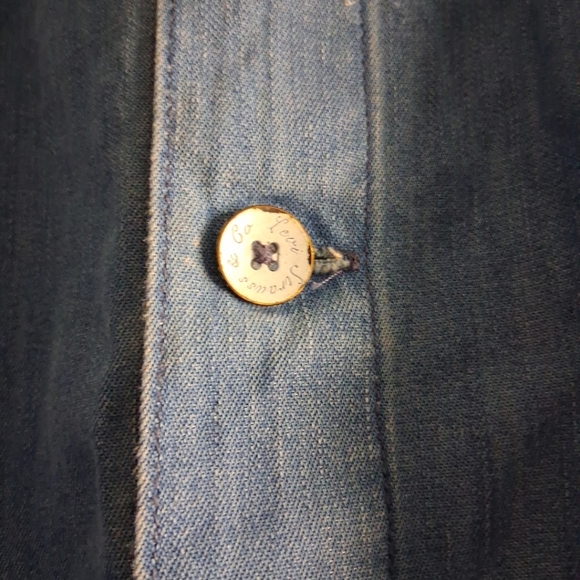 Vintage Levi's 90s Y2k Button Front Chambray Blue Denim Midi Skirt 10 - Picture 5 of 13